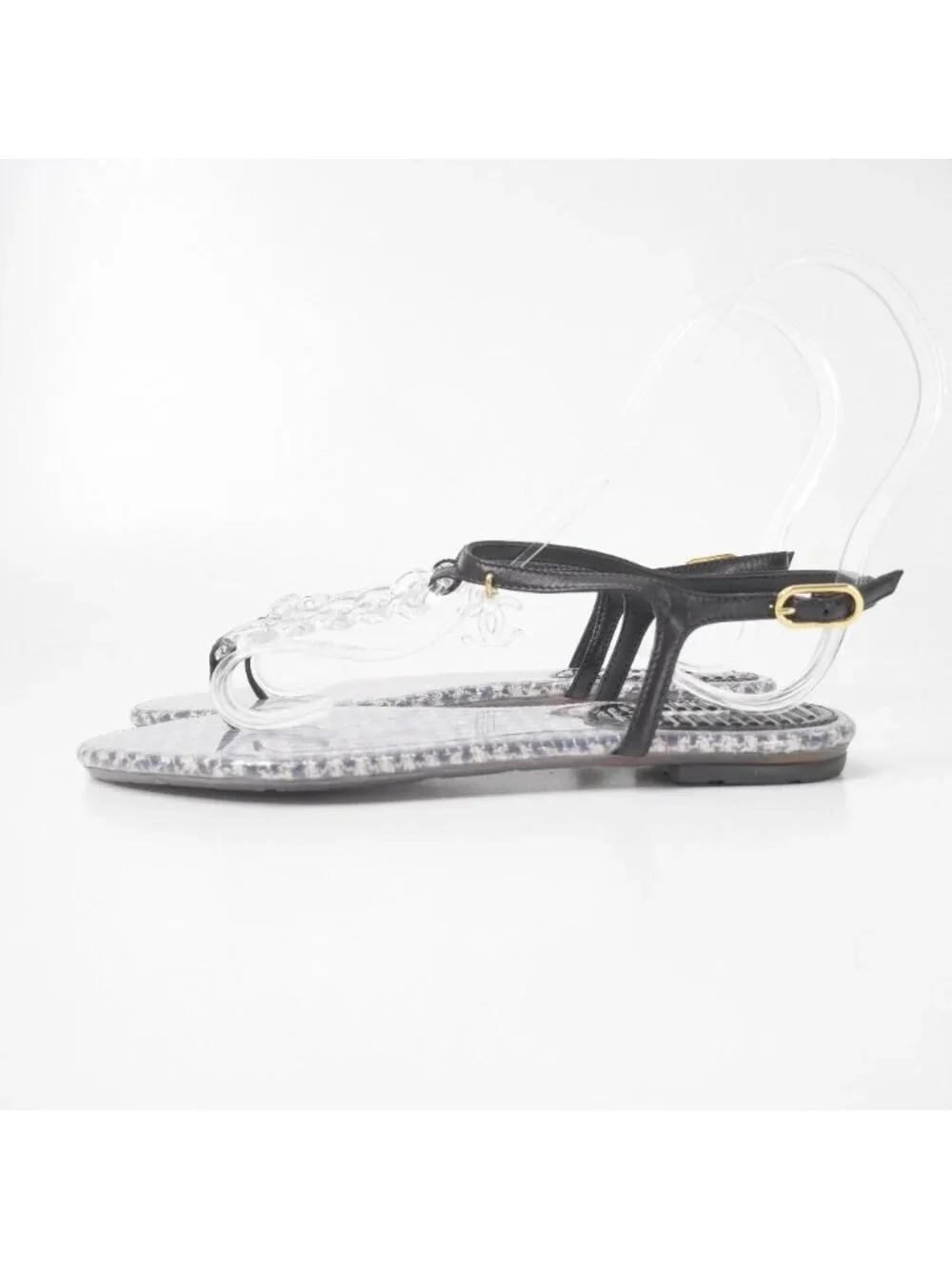 Chanel Sandals 36 10c CC Logo CC Ankle Strap Chain Thong